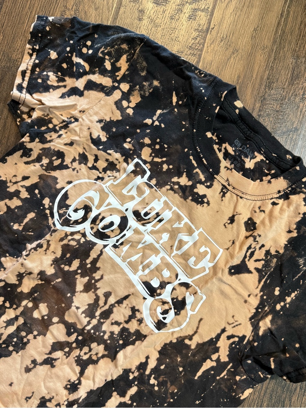 Luke Comba Black & Tan Bleach-Effect Graphic Tee Bleached Shirt